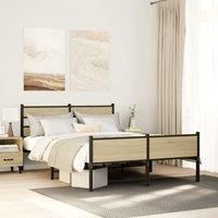 Metal Bed Frame without Mattress Sonoma Oak 160x200 cm