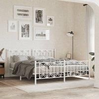 Metal Bed Frame without Mattress with Footboard White 180x200cm