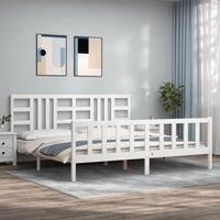 Bed Frame with Headboard White 200x200 cm Solid Wood