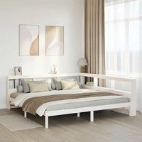 Bookcase Bed without Mattress White 200x200 cm Solid Wood Pine