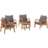 5 Piece Bistro Set with Cushions Solid Wood Acacia