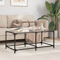 Coffee Table with Transparent Glass Top 98.5x50x40 cm Steel