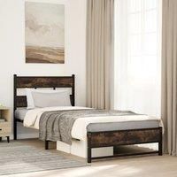 Metal Bed Frame without Mattress Smoked Oak 100x200 cm
