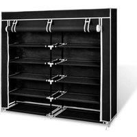 Fabric Shoe Cabinet with Cover 115 x 28 x 110 cm Black