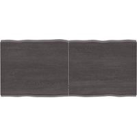 Table Top Dark Grey 140x60x(2-4) cm Treated Solid Wood Live Edge