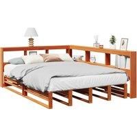 Bookcase Bed without Mattress Wax Brown 140x200cm Solid Wood Pine