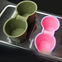 Tesla Console Cup Holder Insert - Upgrade 2021-2023 Tesla Model 3/Y Accessories Anti-Slip Silicone