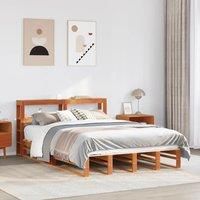 Bed Frame without Mattress Wax Brown 160x200 cm Solid Wood Pine