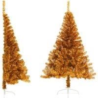 Artificial Half Christmas Tree with Stand Gold 180 cm PET