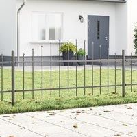 Garden Fence with Hoop Top Gray 11.9x0.75 m Steel