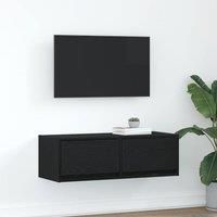 TV Cabinet Black Oak 80x31x25.5 cm Engineered Wood