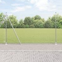 Welded Wire Fence with 13 Flanged Posts 1.5x50 m Galvanised Steel