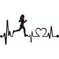 2pcs Run Girl Heartbeat Car Stickers | Waterproof Vinyl Decals for Windows & Bumper Decor