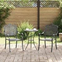 Garden Chairs 2 Pack Black Cast Aluminum