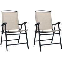 Folding Garden Chairs 2 pcs Texilene Cream