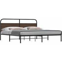 Metal Bed Frame without Mattress Brown Oak 180x200 cm Super King