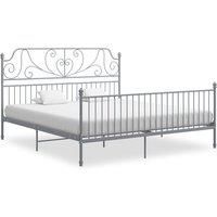 Bed Frame Grey Metal 200x200 cm