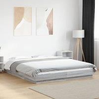 Bed Frame with LED Lights without Mattress Grey Sonoma 160x200cm