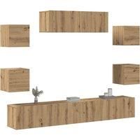7 Piece TV Cabinet Set Wall-mounted Artisan Oak Engineered Wood
