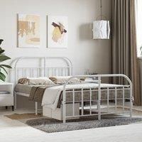 Metal Bed Frame with Headboard and Footboard White 120x200 cm