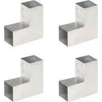 Post Connectors 4 pcs L Shape Galvanised Metal 81x81 mm