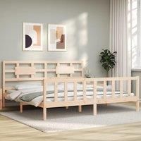 Bed Frame with Headboard 200x200 cm Solid Wood
