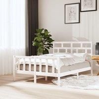 Bed Frame White Solid Wood Pine 120x200 cm