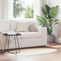 Rugs Cream Polyester 80 x 150 cm Oval Area Rug Oval