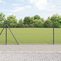 Welded Wire Fence with 13 Flanged Posts Grey 1x50 m Steel