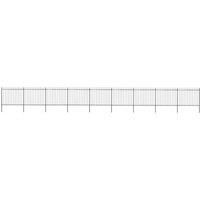 Garden Fence with Spear Top Steel 15.3x1.5 m Black