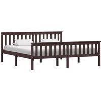 Bed Frame Dark Brown Solid Pinewood 180x200 cm Super King