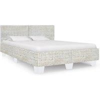 Bed Frame Grey Natural Rattan 160x200 cm