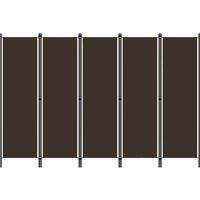5-Panel Room Divider Brown 250x180 cm