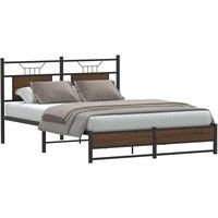 Bed Frame without Mattress Brown Oak 140x200 cm Engineered Wood