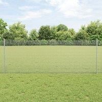 Welded Wire Fence with 11 U Posts Silver 0.8x25 m Steel