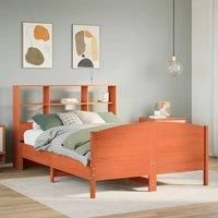 Bookcase Bed without Mattress Wax Brown 135x190 cm Double Solid Wood Pine