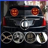 1pc Expression Fun Gesture LED Car Rear Windshield Display Sign, Round Light-up Emoticon Message