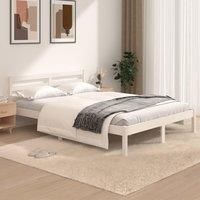 Bed Frame Solid Wood Pine 120x190 cm Small Double White
