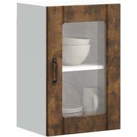 Kitchen Wall Cabinet with Glass Door Lucca Smoked Oak