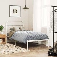 Metal Bed Frame without Mattress with Headboard White 80x200cm