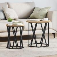 Artisan oak MDF, Metal Medium Coffee Table Round Industrial