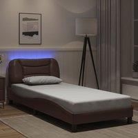 Bed Frame with LED without Mattress Brown 80x200 cm