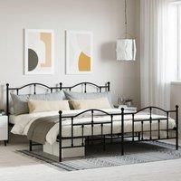 Metal Bed Frame with Headboard and Footboard Black 200x200 cm