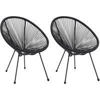 Garden Moon Chairs 2 pcs Rattan Black