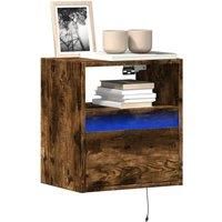 TV Wall Cabinets with LED Lights 2 pcs Smoked Oak 41x31x45 cm
