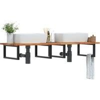 Basin Shelf Wall Mounted Steel and Solid Wood Acacia