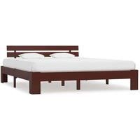Bed Frame Dark Brown Solid Pine Wood 160x200 cm