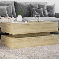 Coffee Table with LED Lights Sonoma Oak 90x50x40 cm