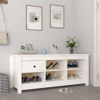 Shoe Cabinet White 110x38x45.5 cm Solid Wood Pine