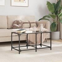 Coffee Table with Black Glass Top 78.5x40x40 cm Steel